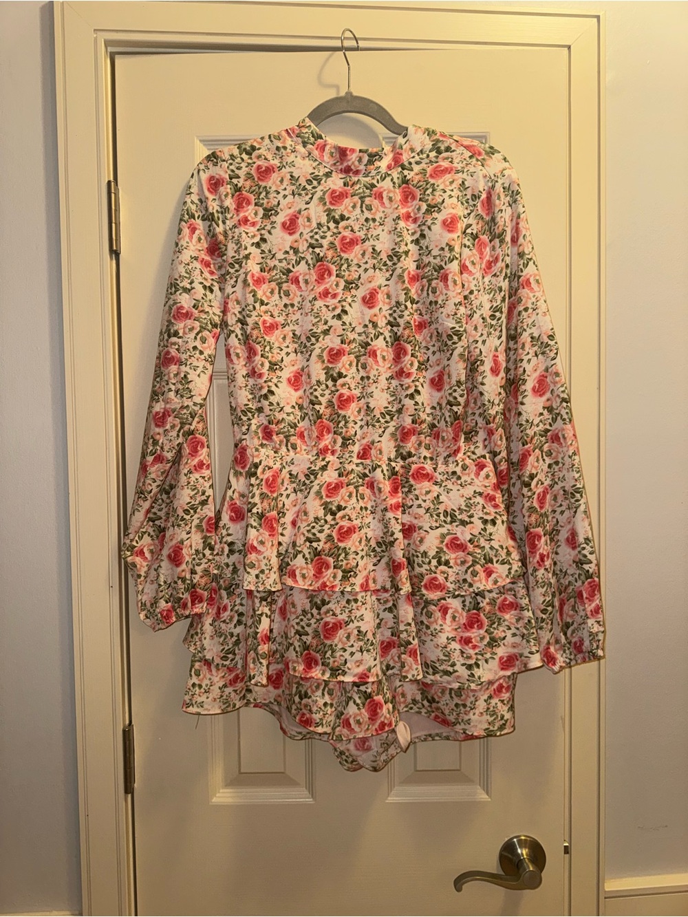 Endless Rose Floral Pink Rose Tiered Romper